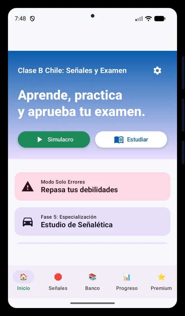 Clase B Chile — Traffic Signs & Exam mockup