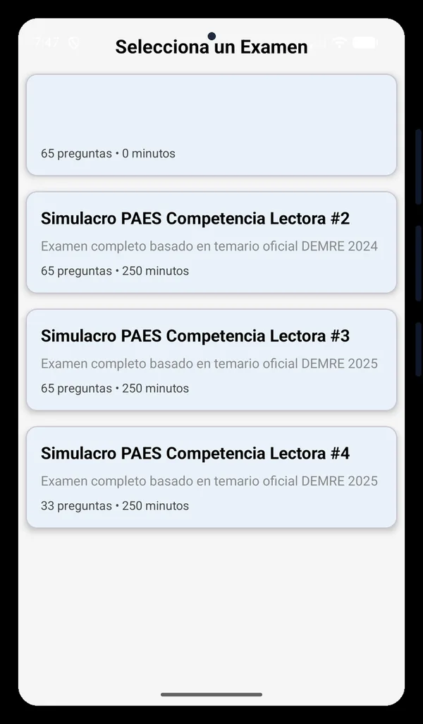 PAES Reading mockup